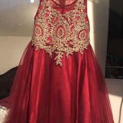 Girl Burgundy Party Dress