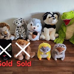 Dinosaur, Lion, Puppy, Squirrel, Guinea Pig, Stuffed Animal Plush Toys