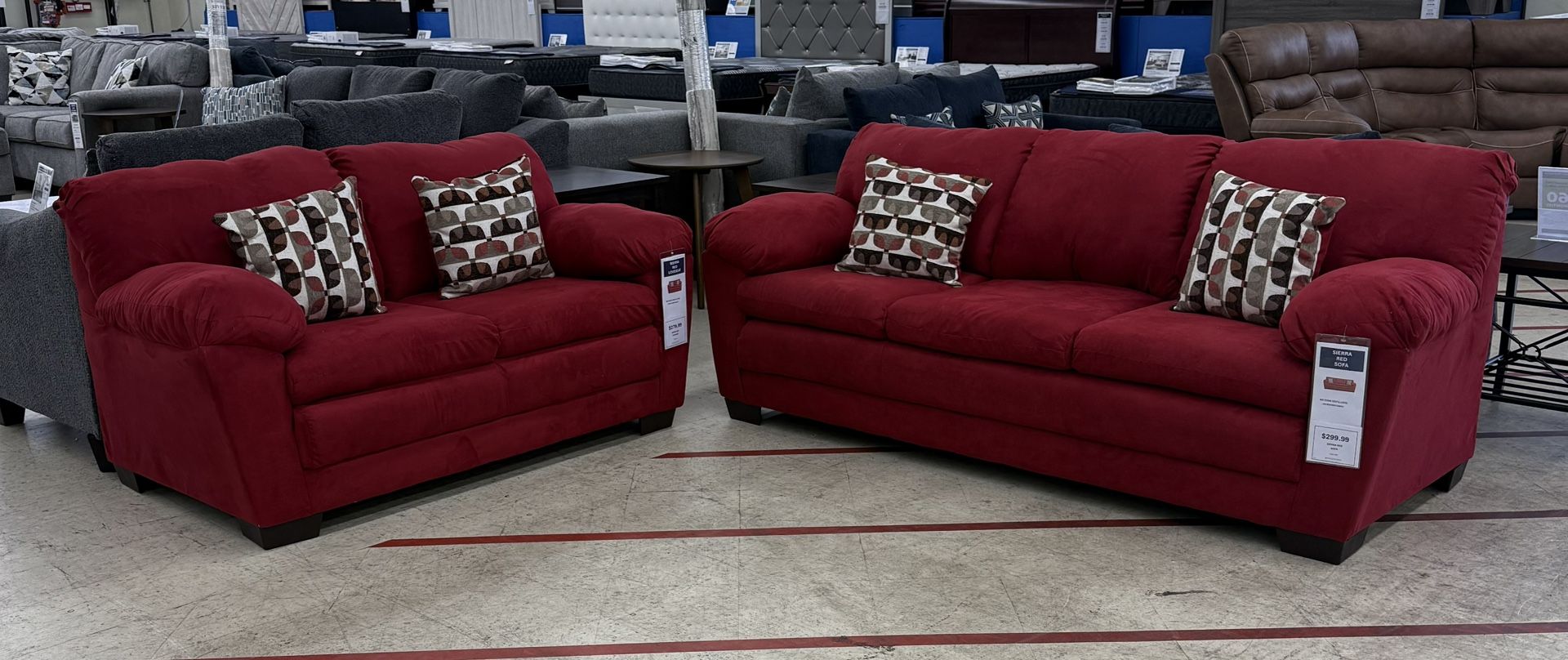 Sierra Red Sofa & Loveseat