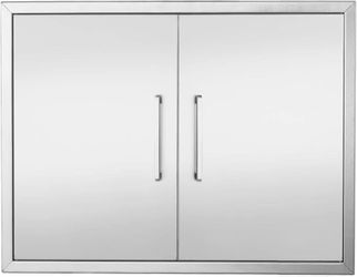 Outdoor Kitchen Access Doors, 30" W21 H Stainless Steel BBQ Double Doors with Handles, Flush Mount for Outdoor Kitchen,Grilling,BBQ Island