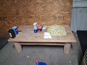 Rustic Wood Coffee Table with Log Legs