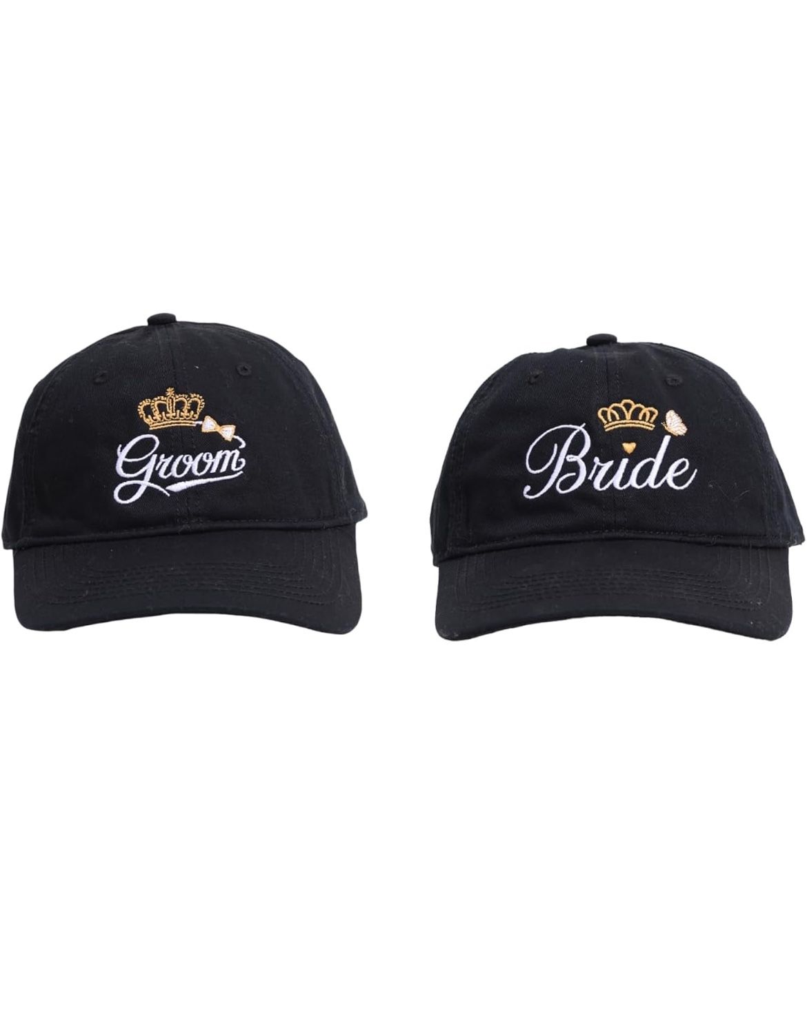 2 Piece Matching Baseball Caps Groom and Bride Hats for Couples His and Her Caps Set for Husband Wife Wedding