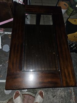 Dark Wood Coffee Table with Glass Top