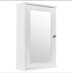 Bathroom Medicine Wall Cabinet with Mirror Storage W/ 2 Adjustable Shelves White