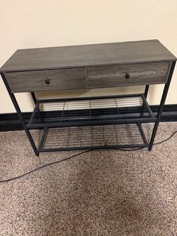 Industrial Console Table with Drawers and Shelves