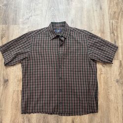 Vintage Y2K cropped Plaid Button Up Shirt Short Sleeve, size small