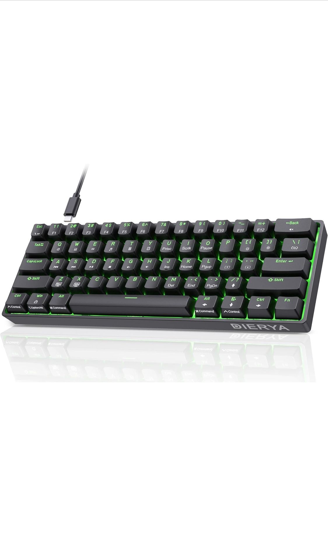 DIERYA 60% Mechanical Keyboard, DK61se Wired Gaming Mechanical Keyboard with Blue Switches,LED Backlit