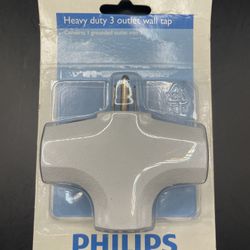Philips Heavy Duty 3 Outlet Wall Tap Grounded Adapter 3-Prong Power Splitter NEW