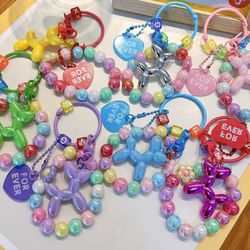 Balloon Dog Beaded Keychain