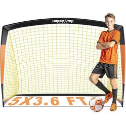 Soccer Goal 5'×3.6' Soccer Net for Kids  Black Orange-5×3.6 FT