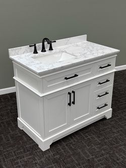 White Bathroom Vanity with Top and Sink