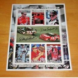 Dale Earnhardt RIP & Jr. Intimidator & Dominator Authenticated Postage Stamp Set so