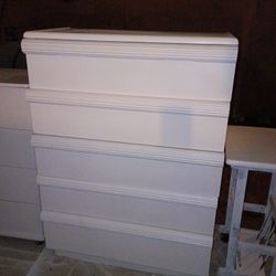 White Five Drawer Dresser