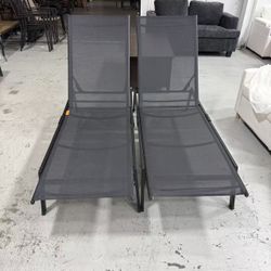 New Chaise Lounge Chair Outdoor Set of 2, Aluminum Pool Lounge Chairs