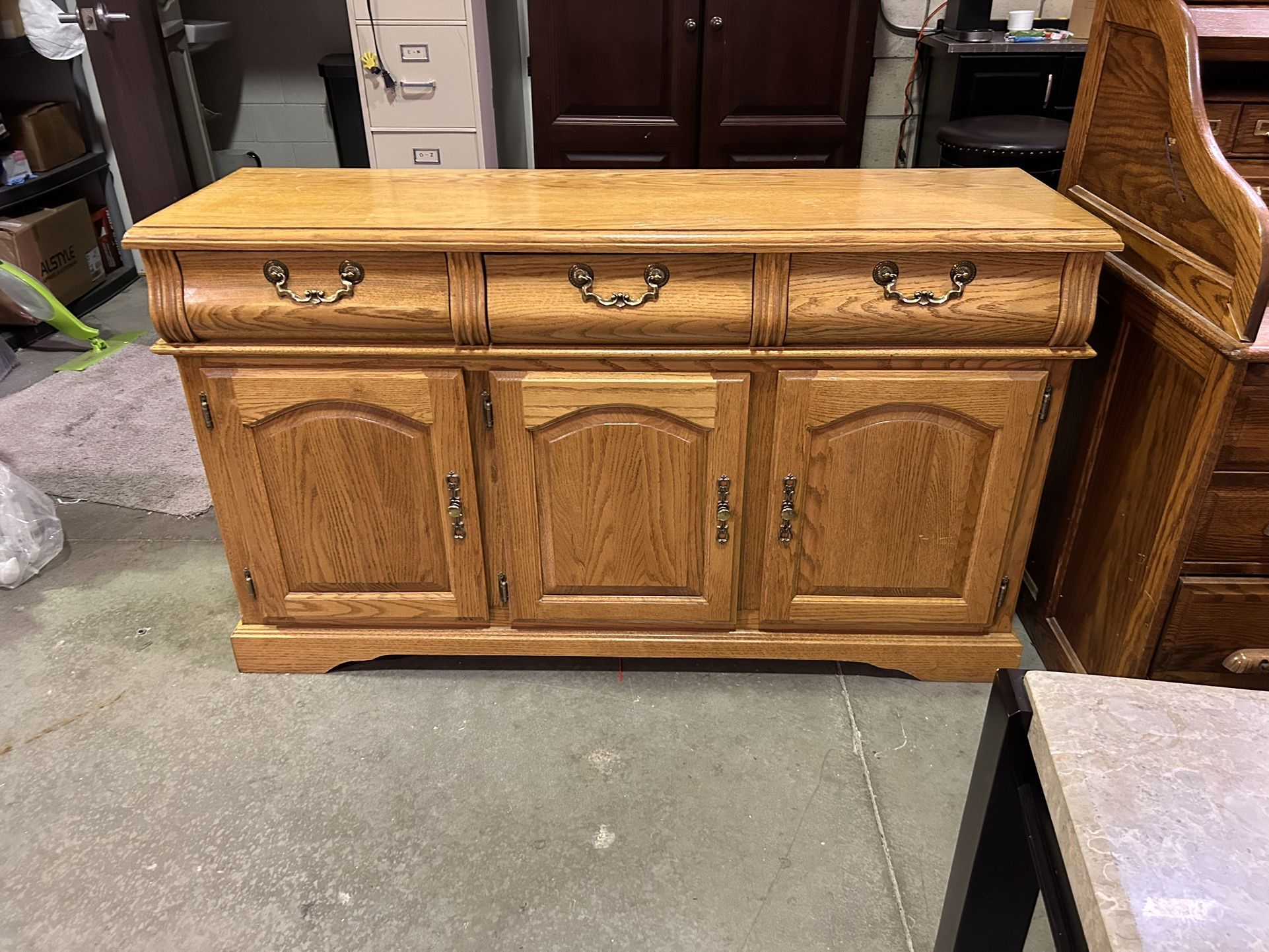 Solid Wood Entertainment Center W/ Display Shelves