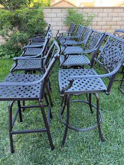 set of heavy cast iron outdoor bar stool swivel sturdy