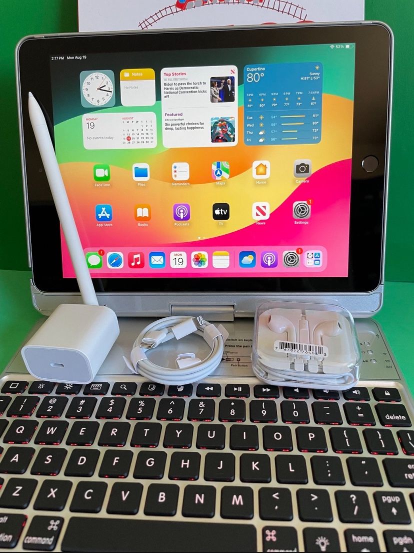 Apple IPad 6th Generation (9.7” Retina / Touch ID / IOS 17) 32GB with keyboard, pen & Accessories (128gb $199)