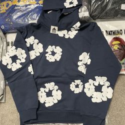 Denim Tear Hoodie Navy Blue