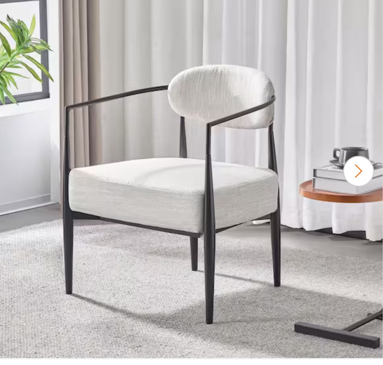 RISTOPHER KNIGHT HOME Draxiel Beige + Black Modern Upholstered Arm Chair, Iron Frame Questions