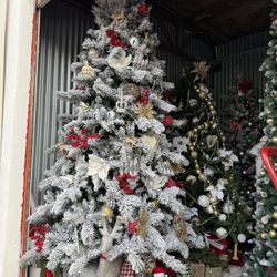 Adorable 8’ Flocked Christmas Tree