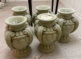 Set of 5 Decorative Urn Planter Pots