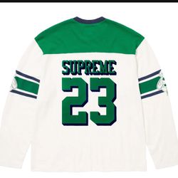 Supreme Bumble Bee Long Sleeve Football Top Green And White Hartford Whalers Colors 