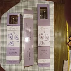 NEW Trio Of Solid Brass Silver Finish Towel Bars