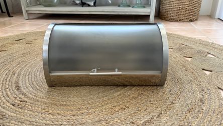 Threshold Stainless Steel Bread Box with Frosted Roll-Top Lid