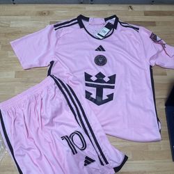 New Messi Inter Miami Jersey and short, pink and black. all the sizes kids and adults