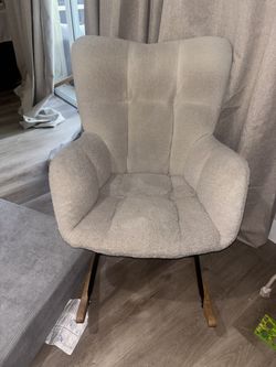Modern Cream Bouclé Accent Chair with Wood & Black Metal Legs