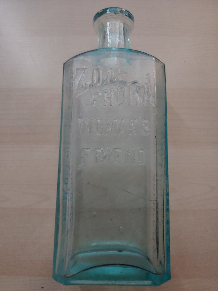 Antique Early 1900's Quack Medicine Bottle Zoa-Phora "Women's Friend" Kalamazoo Michigan Larger Rare Size 7.5" Tall 