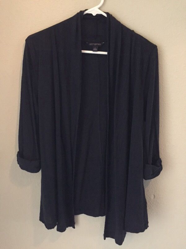 BANANA REPUBLIC WOMENS NAVY JERSEY 3/4 SLEEVE CARDIGAN TOP SIZE SMALL