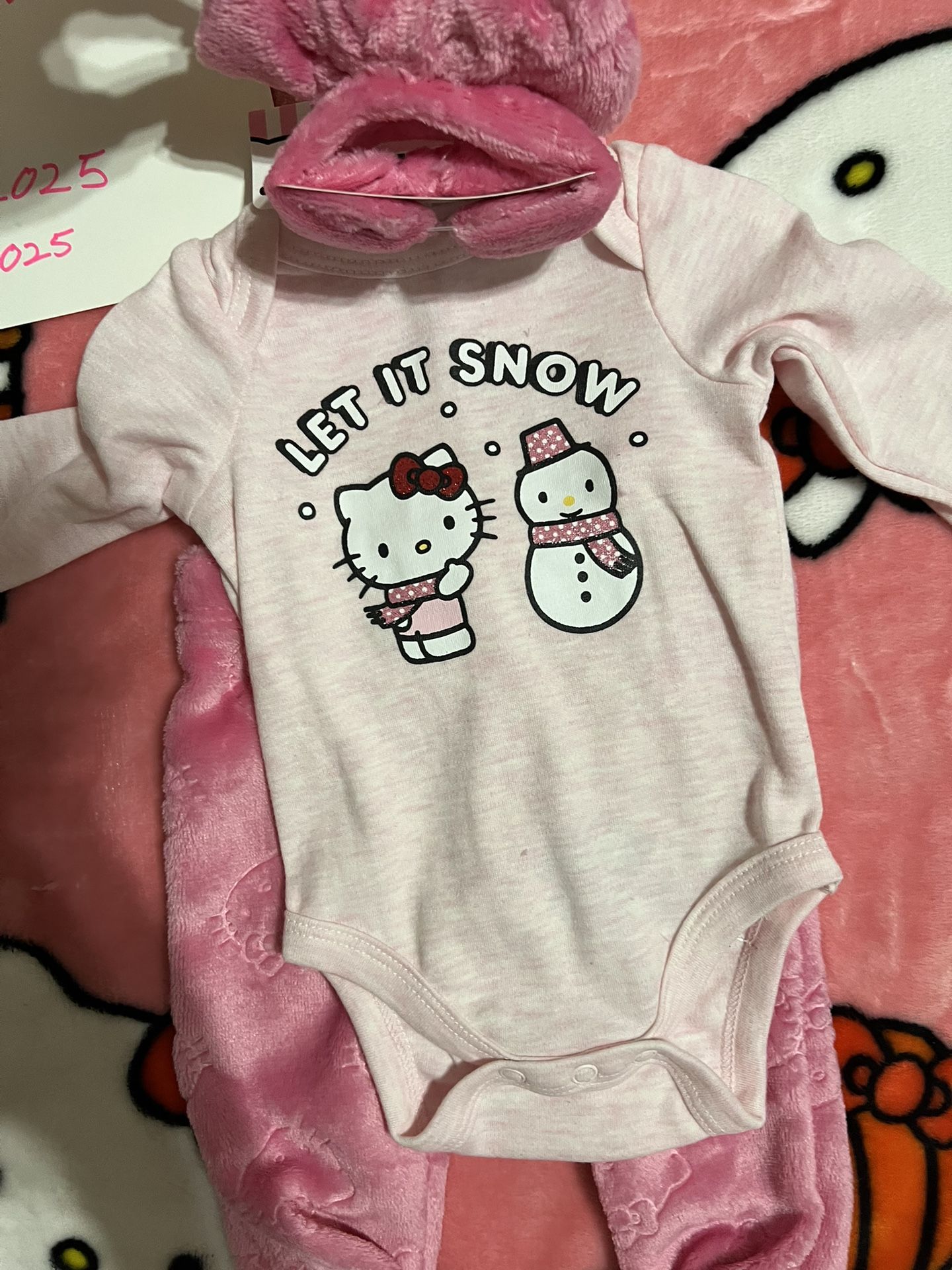 Hello Kitty Pink Baby girl “Let It Snow” Outfit 3 Piece Set