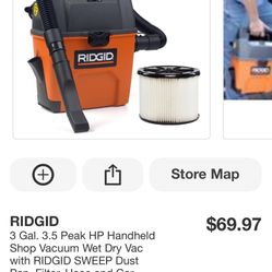 Ridgid Portable 3 Gallon Corded Vacuum