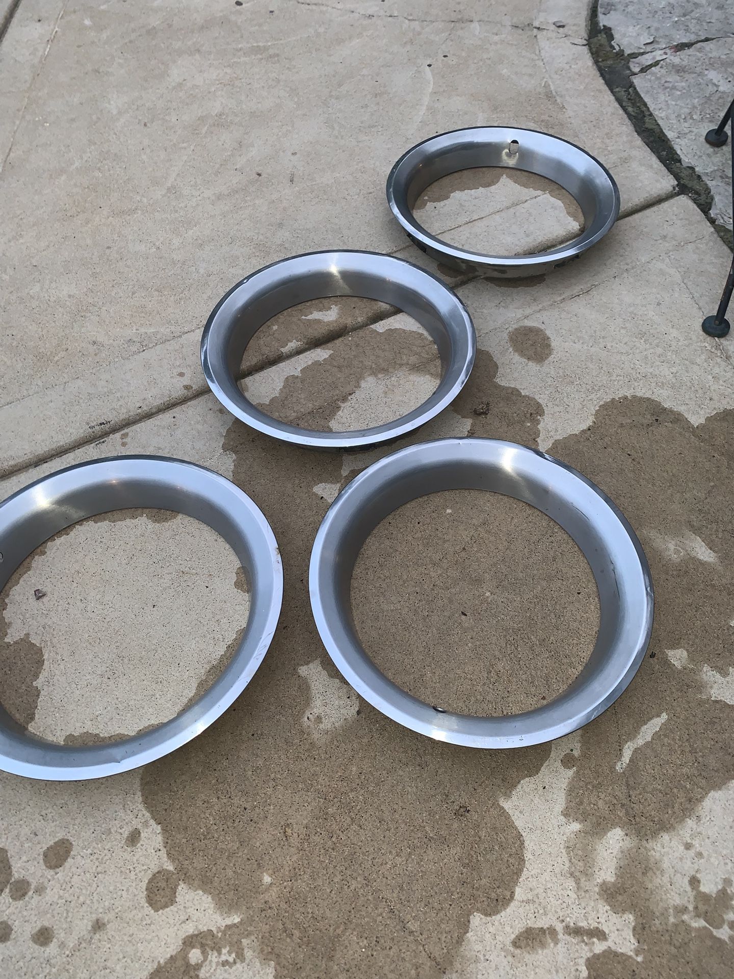 Complete 15" GM stainless steel trim ring set RALLY beauty rings