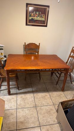 Oak Wood Dining Table with Chairs