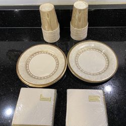 Premium Quality 20 Dessert 8” Paper Plates 20 9oz Cups & 20 Napkins