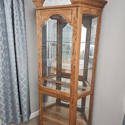 Corner Oak Display Cabinet 