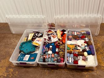 Large Crochet & Yarn Craft Lot – Yarn, Handmade Items, Plastic Canvas & Supplies
