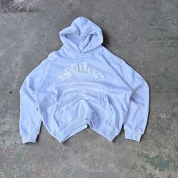 OG Sp5der worldwide Gray web puff print hoodie