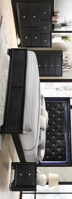 Black LED Panel Bedroom Set