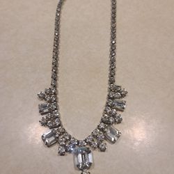 Beautiful Vintage Clear Rhinestone Collar Necklace From 1960s 