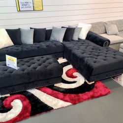 Black velvet sectional on sale