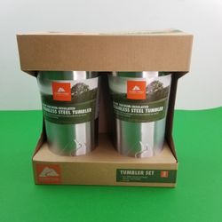 Set of 2 Brand New 20 oz Vacuum-Insulated Stainless Steel Tumblers Ozark Trail!!
