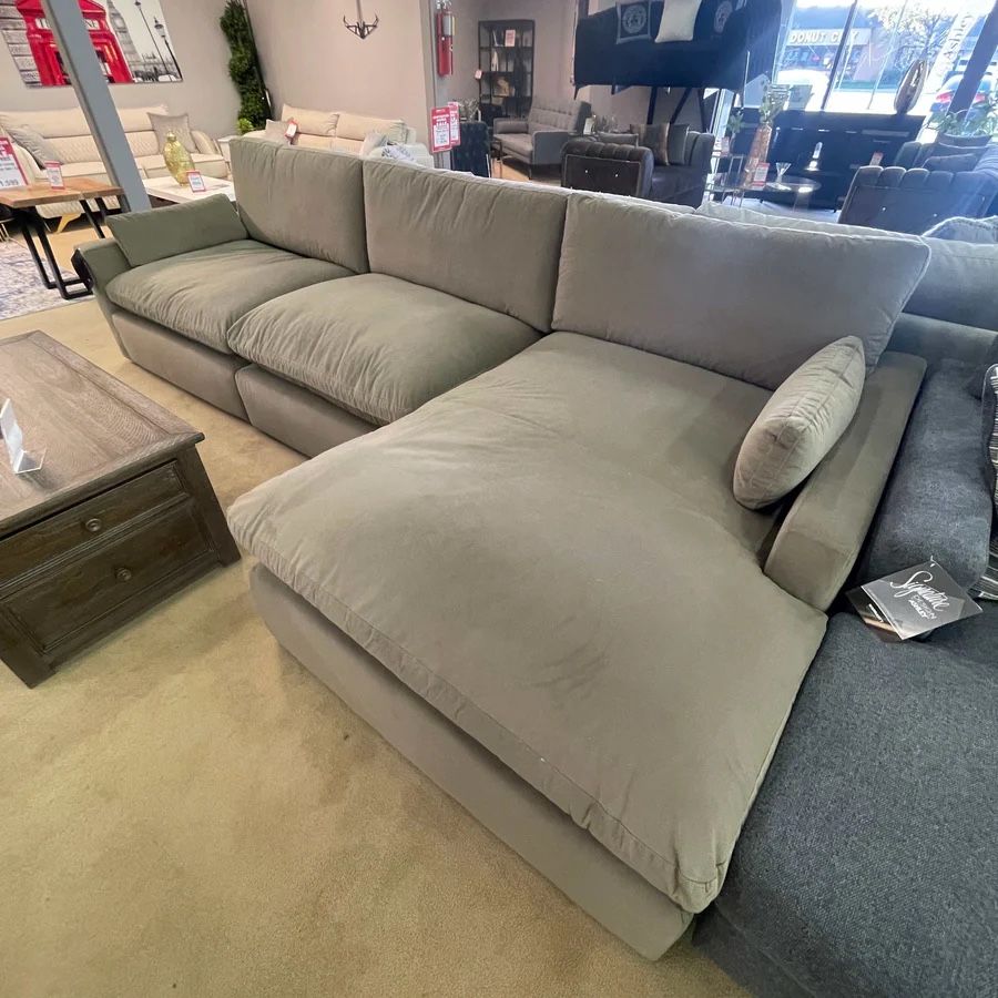 Sophie Cocoa Velvet Modular 3pc RAF Chaise Sectional