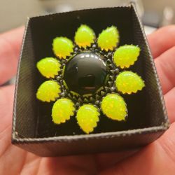 Beiw Yellow Opal Cluster Sterling Silver Ring