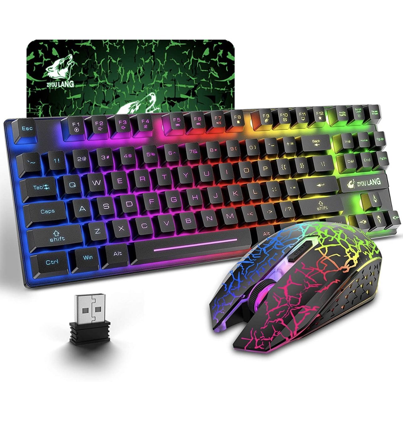 Mechanical Gaming Keyboard and Mouse Combo - Rechargeable