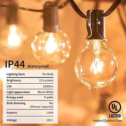G40 Replacement Light Bulbs 5W Clear Globe Bulb fits 1.5 Inch Dimmable Light Bulbs for Indoor Outdoor Patio Decor, Pack of 25