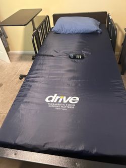 Lightly Used Hospital Bed Ultra Light Semi-Electric Bed And Hospital Overbed Table by Drive