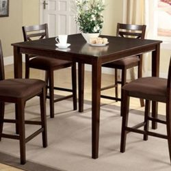 Brand New Espresso 5pc Counter Height Dining Table Set 